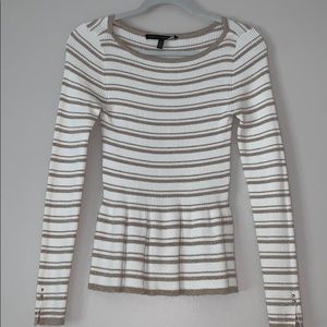 White House Black Market Gold Peplum Long Sleeve